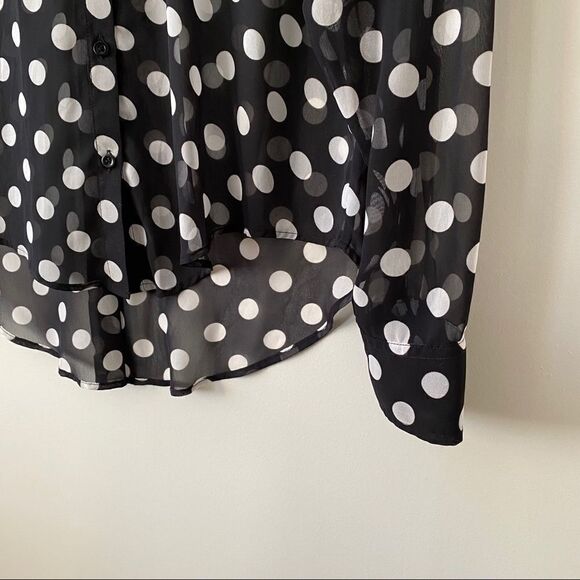 Free People-Sheer Polka Dot Long Sleeve Blouse - Picture 6 of 7